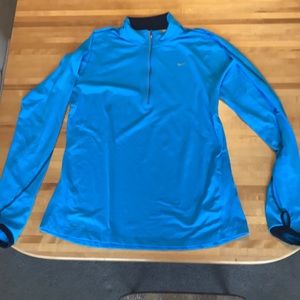 Women's Blue Nike half zip Dri Fit long sleeve